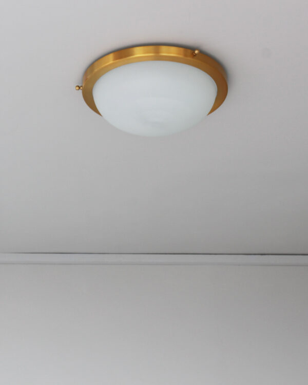 Fine French 1950s Glass and Brass Flush Mount/ Sconce by Jean Perzel - Image 4
