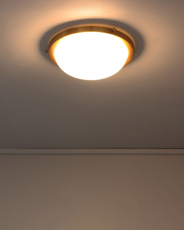 Fine French 1950s Glass and Brass Flush Mount/ Sconce by Jean Perzel - Image 5