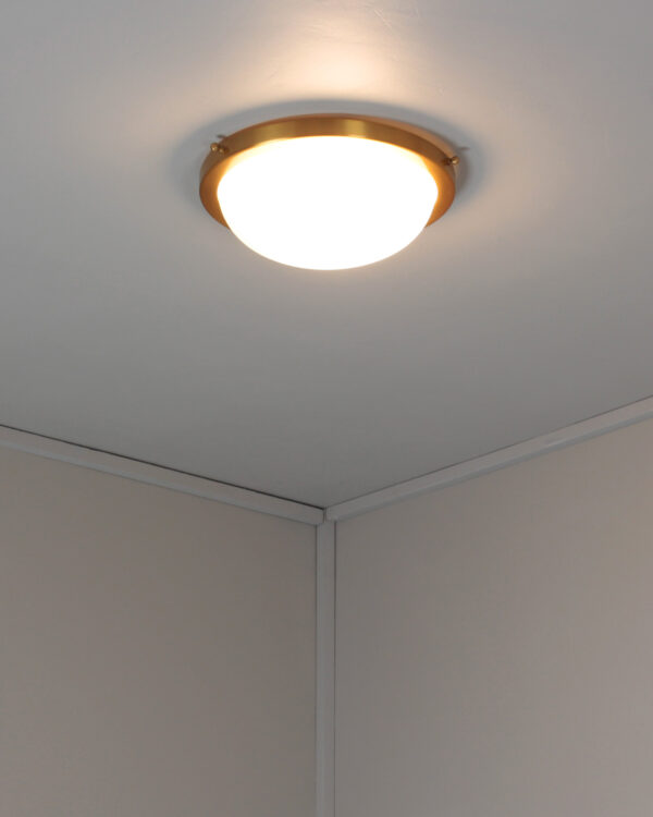 Fine French 1950s Glass and Brass Flush Mount/ Sconce by Jean Perzel - Image 7