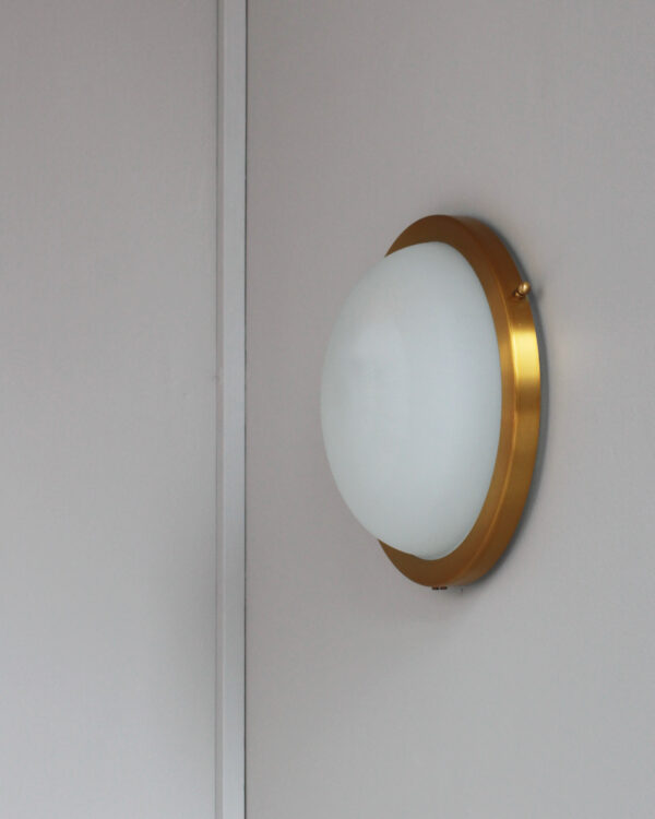 Fine French 1950s Glass and Brass Flush Mount/ Sconce by Jean Perzel - Image 9