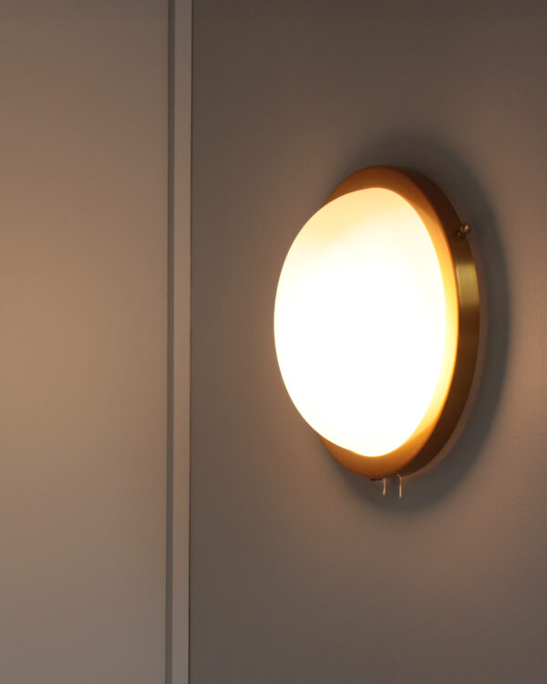 Fine French 1950s Glass and Brass Flush Mount/ Sconce by Jean Perzel - Image 10