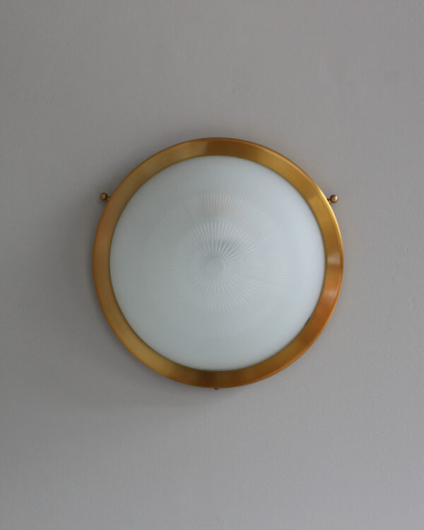 Fine French 1950s Glass and Brass Flush Mount/ Sconce by Jean Perzel - Image 8
