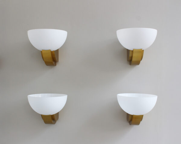 2 Pairs of Fine French Art Deco Bronze and Glass Sconces by Jean Perzel - Image 2