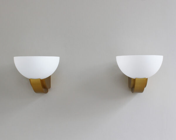 2 Pairs of Fine French Art Deco Bronze and Glass Sconces by Jean Perzel - Image 4