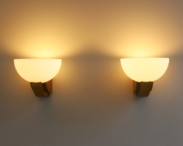 2 Pairs of Fine French Art Deco Bronze and Glass Sconces by Jean Perzel - Image 5