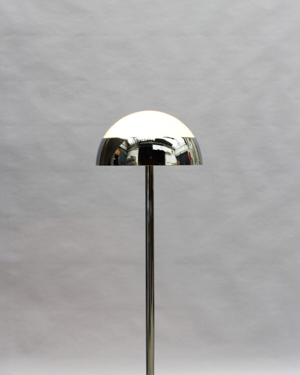 Fine French 1950s Chrome and Glass Floor Reading Lamp by Jean Perzel - Image 4
