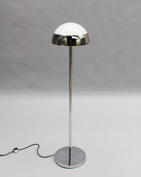 Fine French 1950s Chrome and Glass Floor Reading Lamp by Jean Perzel - Image 5