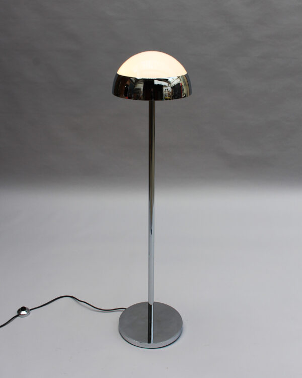 Fine French 1950s Chrome and Glass Floor Reading Lamp by Jean Perzel - Image 6