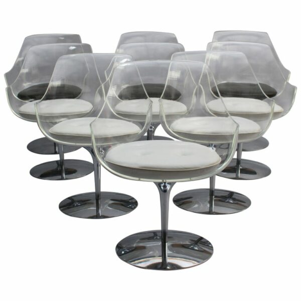 11 Fine 1960s Lucite ‘Champagne’ Chairs by Estelle & Erwin Laverne