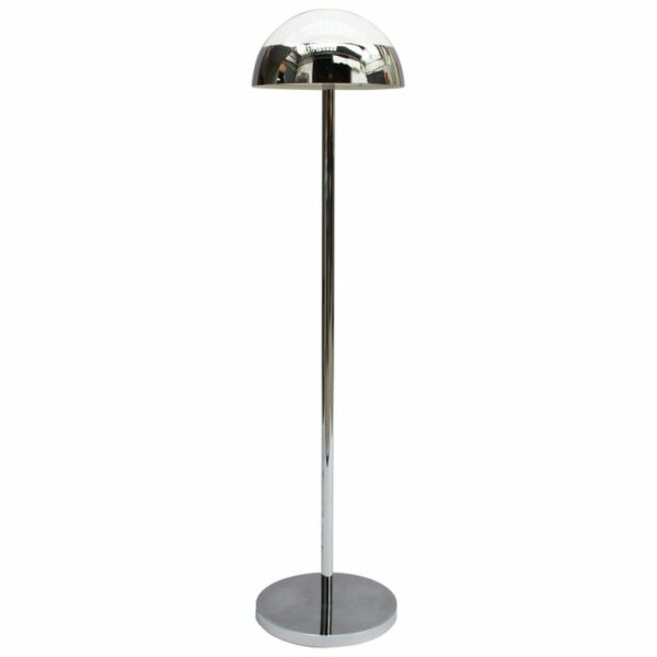 Fine French 1950s Chrome and Glass Floor Reading Lamp by Jean Perzel