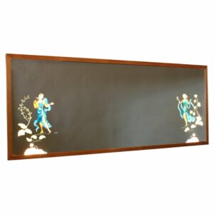 Large 1950th Illuminated Wood Framed Mirror