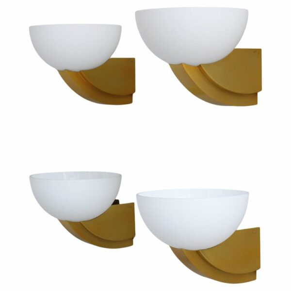 2 Pairs of Fine French Art Deco Bronze and Glass Sconces by Jean Perzel