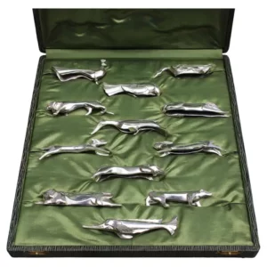 Set of 12 Fine French Art Deco Silver plated "Gallia" Knife Rests by Christofle