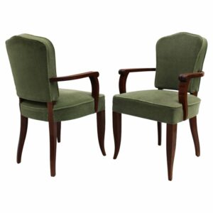 Pair of Fine French Art Deco Mahogany Armchairs by Gaston Poisson