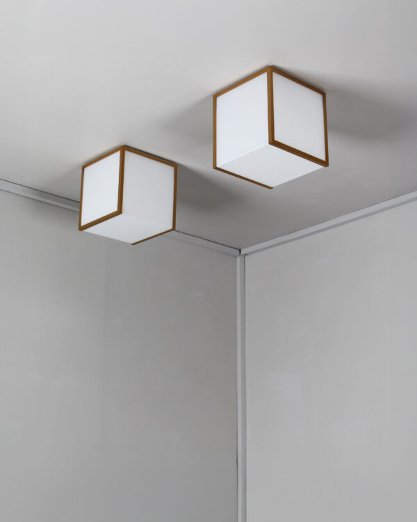 2 Fine French 1970s Cubical Glass and Brass Flush Mounts by Perzel - Image 14