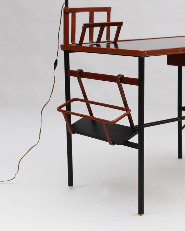 Jacques Adnet - A French 1950s Desk with Lamp by Jacques Adnet - Image 24