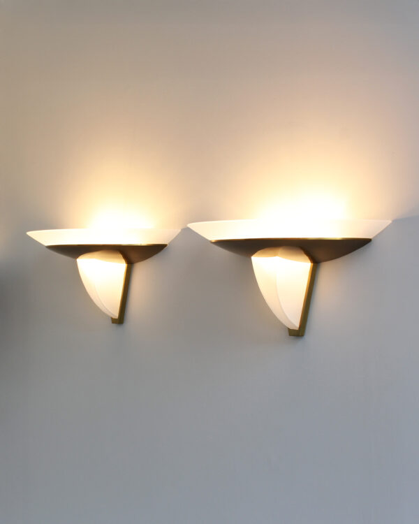 Pair of Fine French Art Deco Bronze and Glass Sconces by Jean Perzel - Image 5