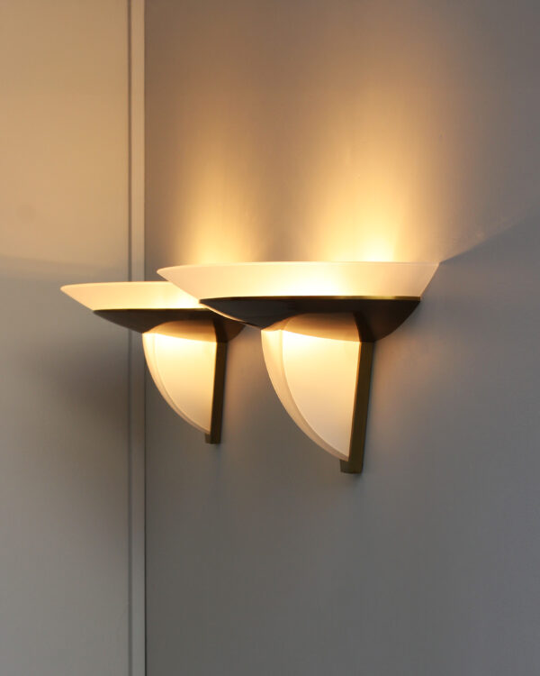 Pair of Fine French Art Deco Bronze and Glass Sconces by Jean Perzel - Image 7