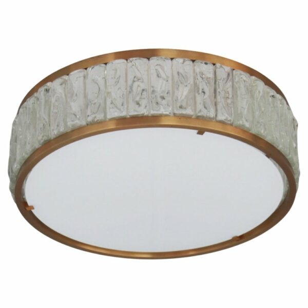 Fine French 1970s Brass and Glass "Queen's Necklace" Flush Mount by Perzel