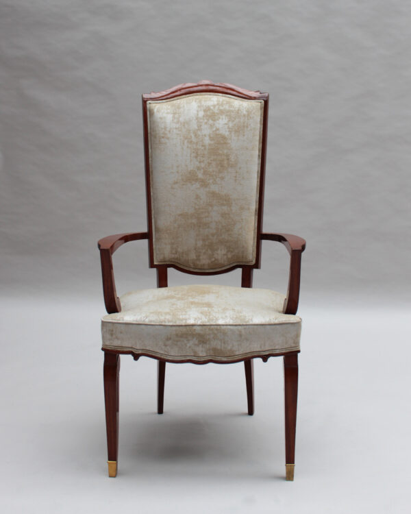 Set of 10 Fine French Art Deco Mahogany Chairs by Jules Leleu (8 Side and 2 Arm) - Image 8