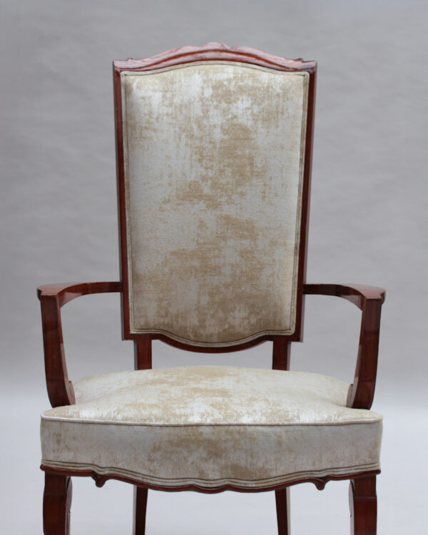Set of 10 Fine French Art Deco Mahogany Chairs by Jules Leleu (8 Side and 2 Arm) - Image 16