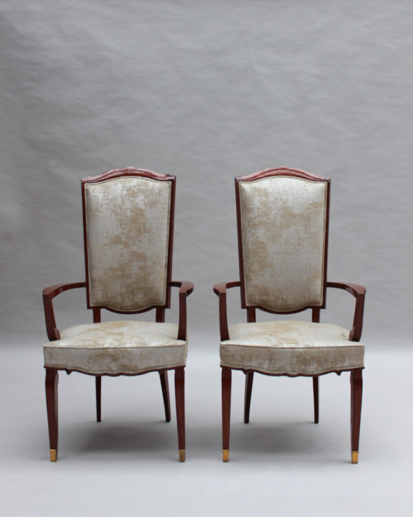 Set of 10 Fine French Art Deco Mahogany Chairs by Jules Leleu (8 Side and 2 Arm) - Image 7