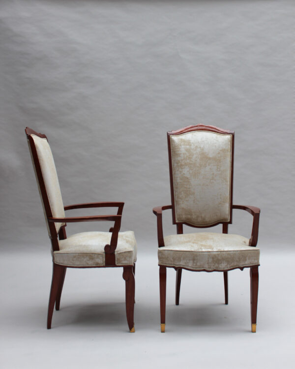 Set of 10 Fine French Art Deco Mahogany Chairs by Jules Leleu (8 Side and 2 Arm) - Image 5