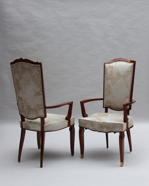 Set of 10 Fine French Art Deco Mahogany Chairs by Jules Leleu (8 Side and 2 Arm) - Image 6