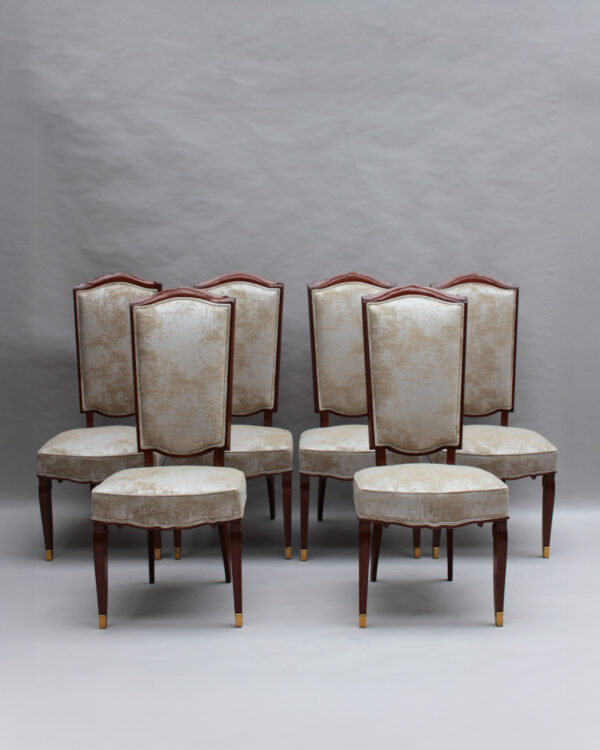 Set of 10 Fine French Art Deco Mahogany Chairs by Jules Leleu (8 Side and 2 Arm) - Image 4