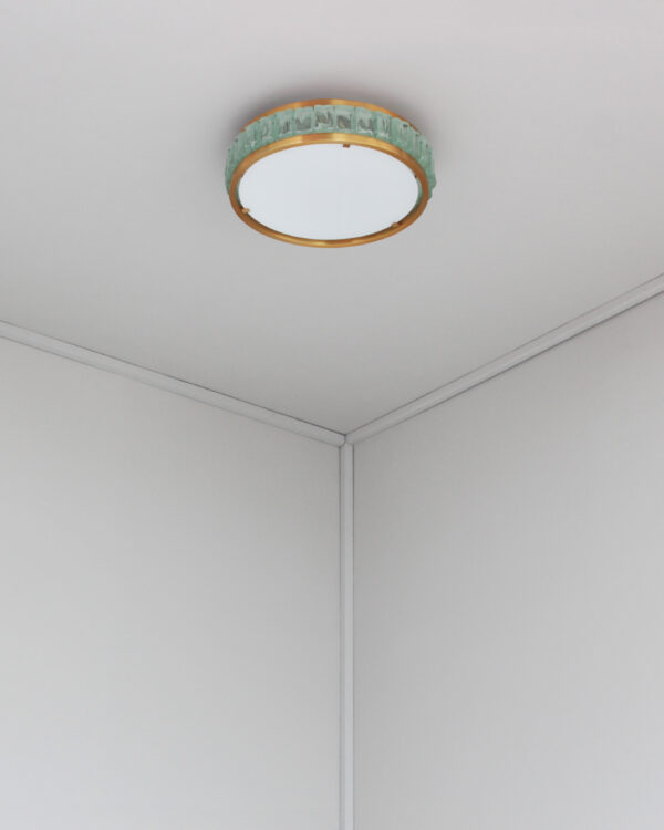 Fine French 1970s Brass and Glass "Queen's Necklace" Flush Mount by Perzel - Image 2