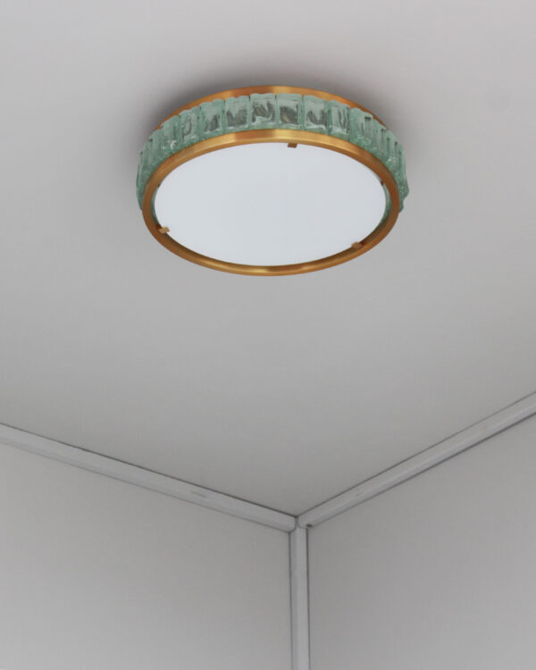 Fine French 1970s Brass and Glass "Queen's Necklace" Flush Mount by Perzel - Image 4