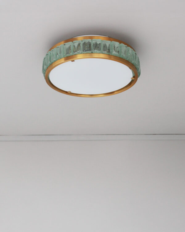 Fine French 1970s Brass and Glass "Queen's Necklace" Flush Mount by Perzel - Image 6