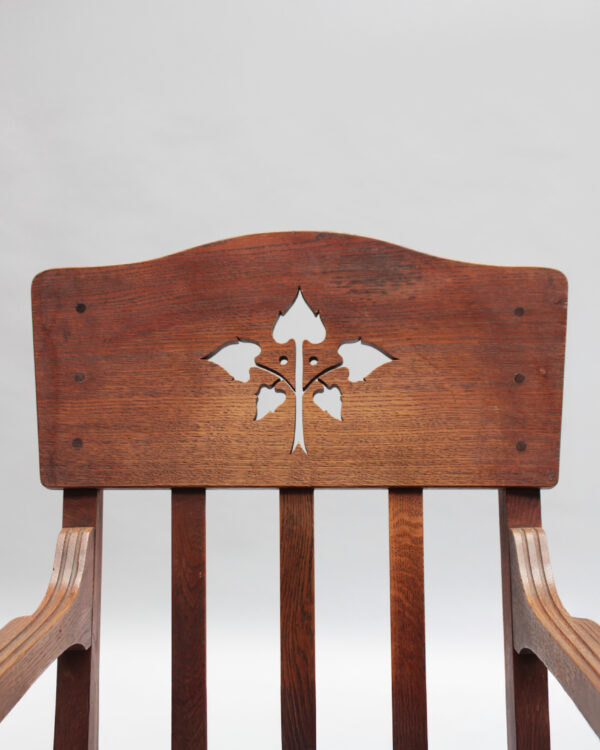 Pair of Fine French Art Nouveau Solid Oak Armchairs by Leon Jallot - Image 10