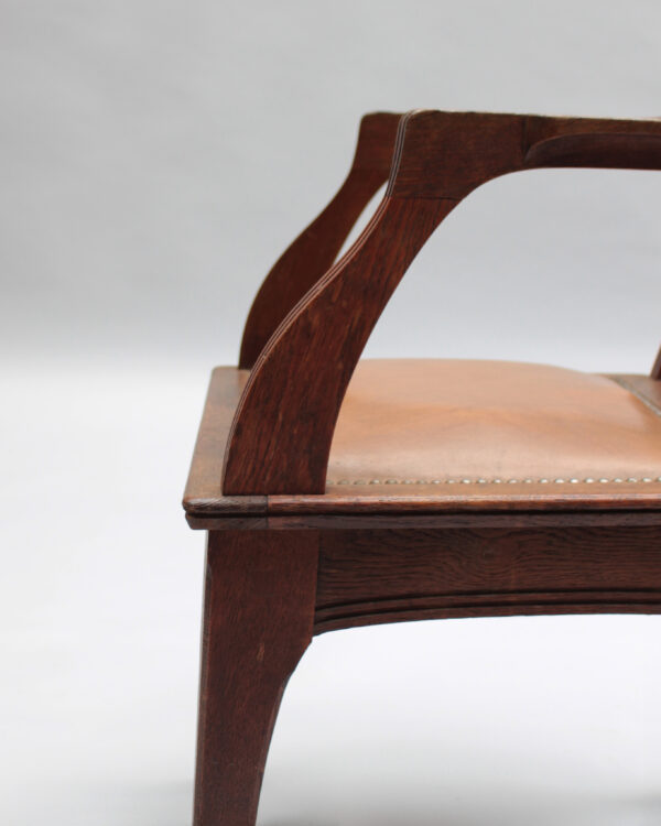 Pair of Fine French Art Nouveau Solid Oak Armchairs by Leon Jallot - Image 15
