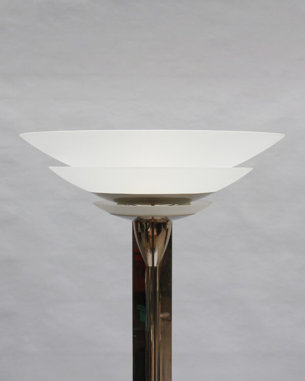 A Pair of Fine French Art Deco Nickel and Glass Floor Lamps by Perzel - Image 9