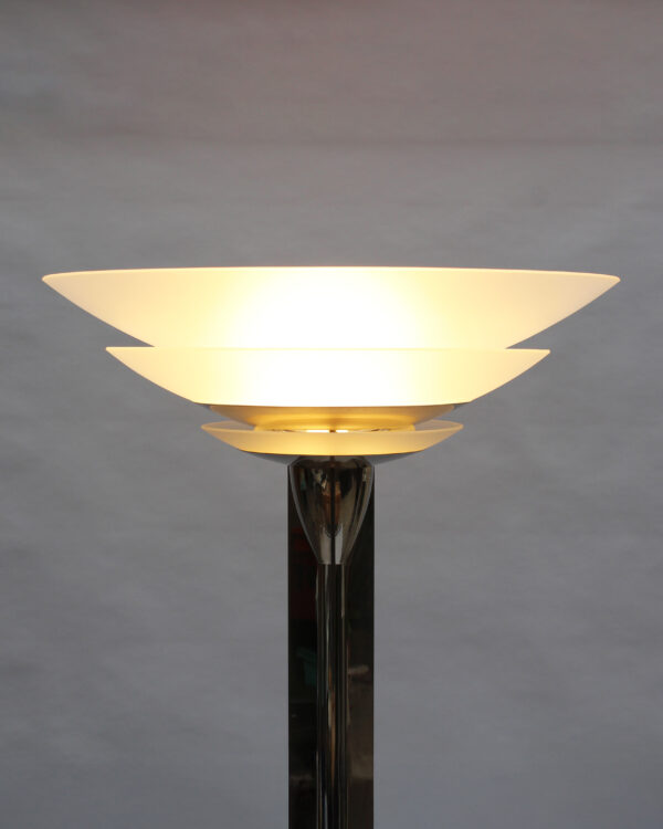 A Pair of Fine French Art Deco Nickel and Glass Floor Lamps by Perzel - Image 10