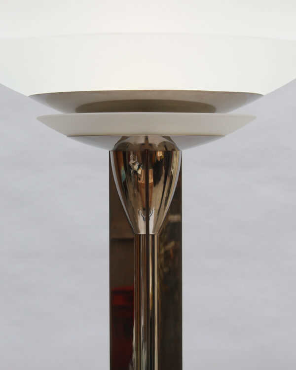 A Pair of Fine French Art Deco Nickel and Glass Floor Lamps by Perzel - Image 13