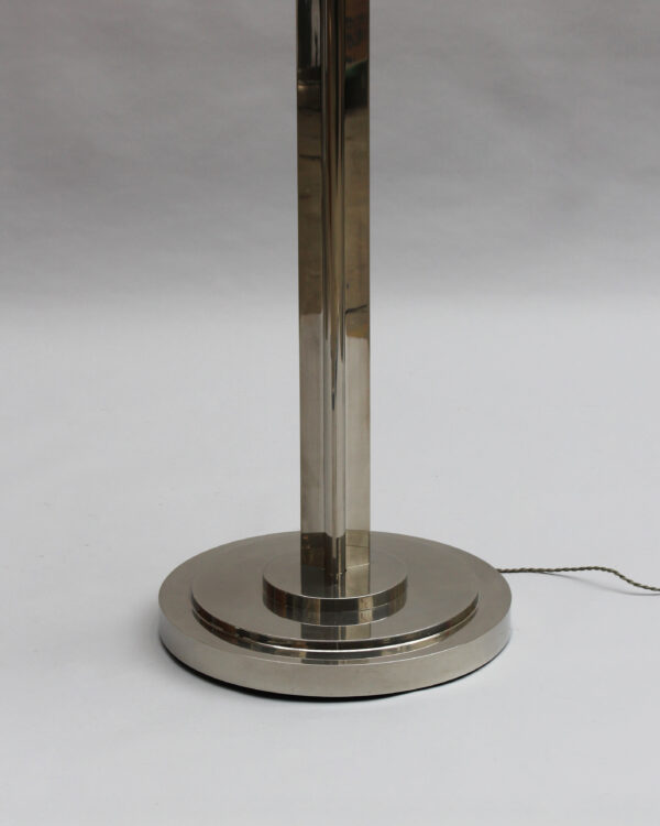 A Pair of Fine French Art Deco Nickel and Glass Floor Lamps by Perzel - Image 15