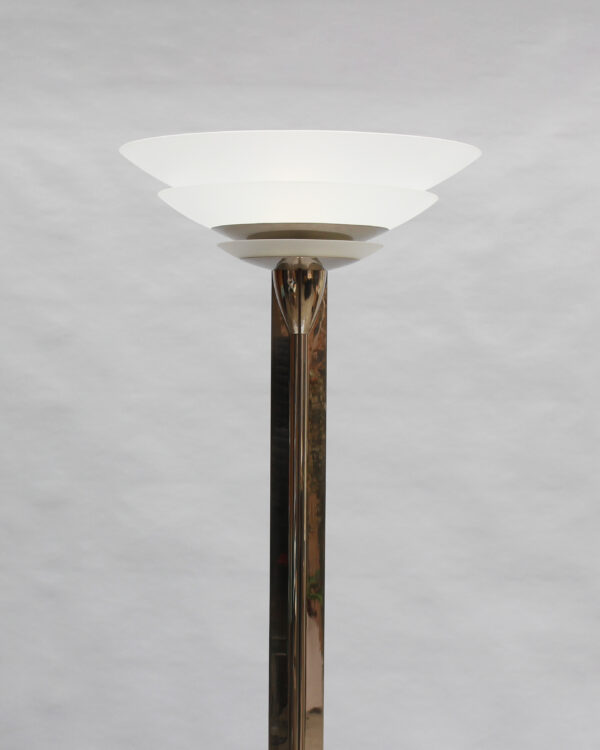A Pair of Fine French Art Deco Nickel and Glass Floor Lamps by Perzel - Image 7
