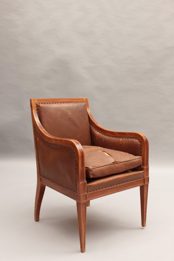 Fine French Art Deco Mahogany Desk Chair - Image 3