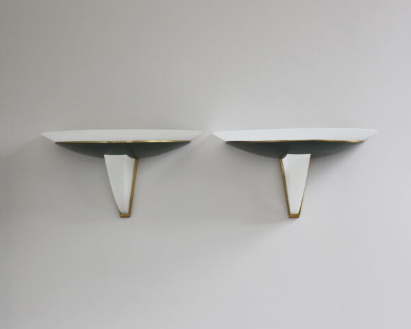 Pair of Fine French Art Deco Glass and Green Patinated Bronze Sconces by Perzel - Image 2