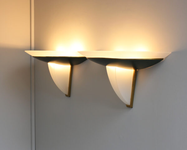 Pair of Fine French Art Deco Glass and Green Patinated Bronze Sconces by Perzel - Image 5