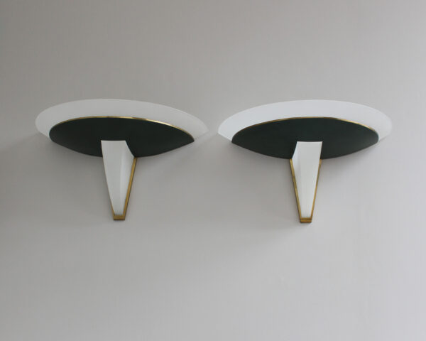 Pair of Fine French Art Deco Glass and Green Patinated Bronze Sconces by Perzel - Image 6