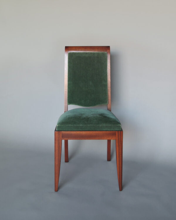 Set of 10 Fine French Art Deco Solid Mahogany Dining Chairs by Gaston Poisson - Image 3