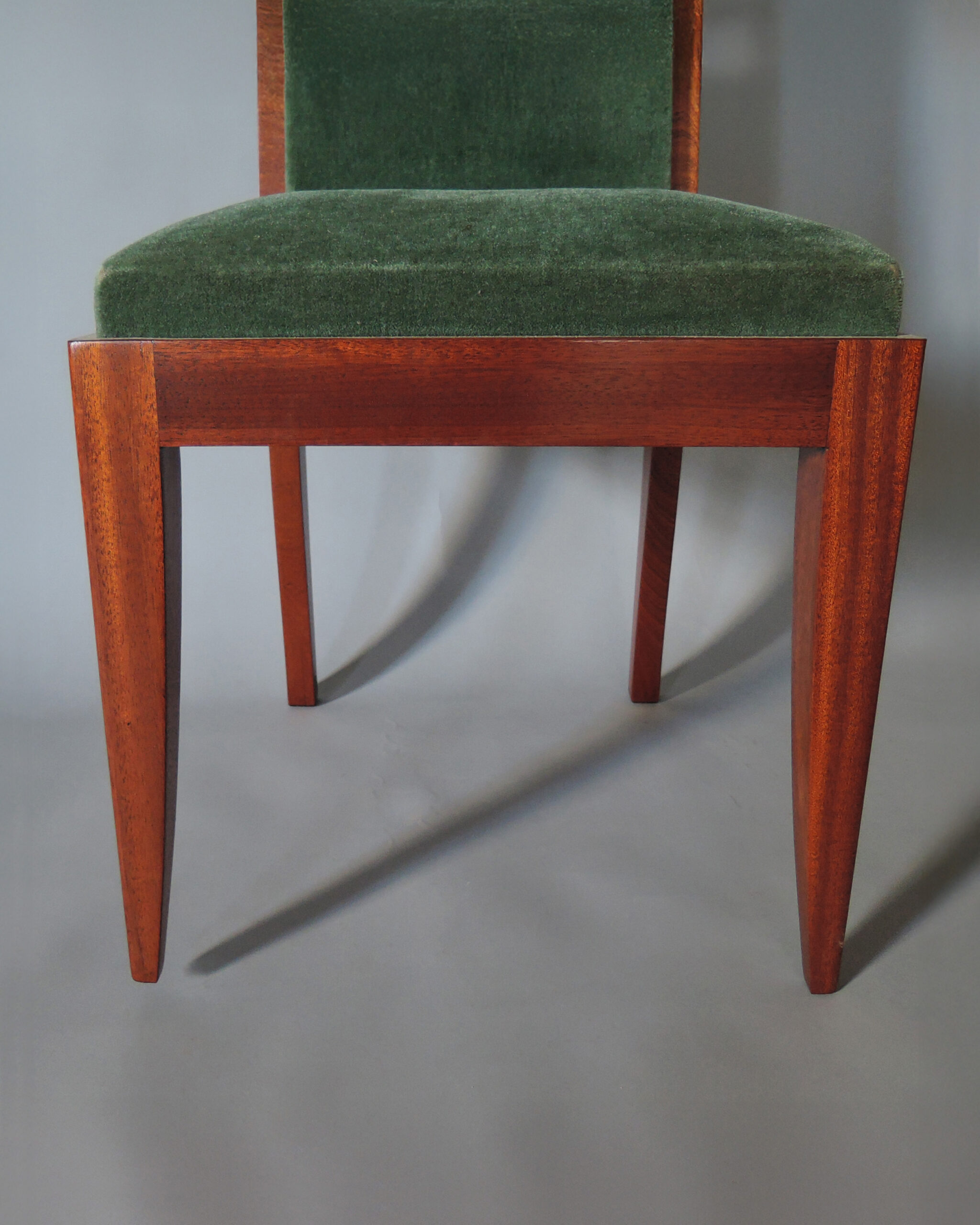Set of 10 Fine French Art Deco Solid Mahogany Dining Chairs by Gaston Poisson - Image 12