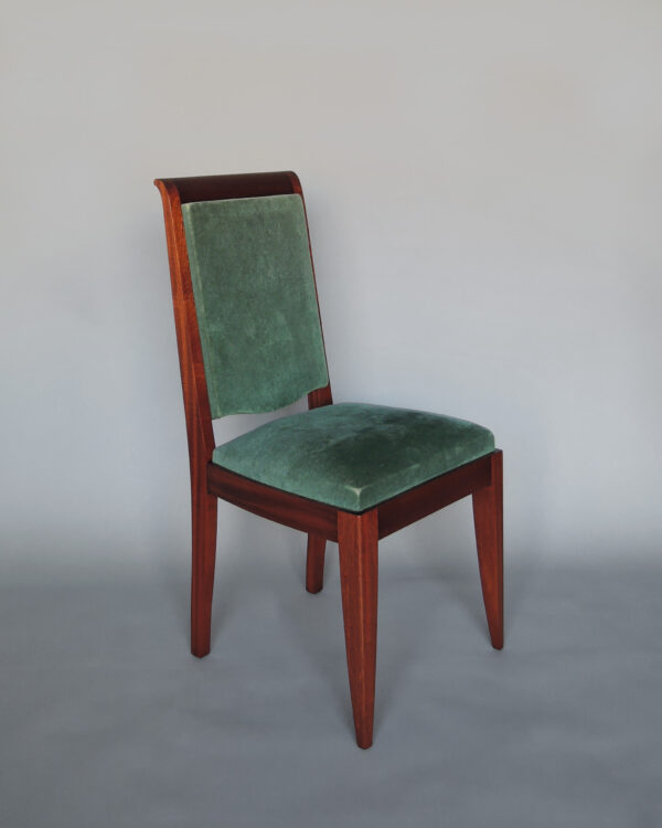 Set of 10 Fine French Art Deco Solid Mahogany Dining Chairs by Gaston Poisson - Image 4