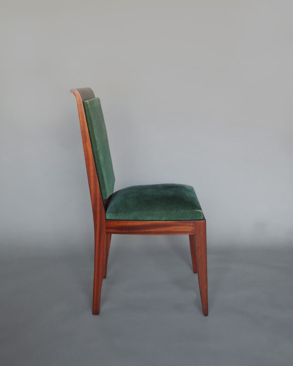 Set of 10 Fine French Art Deco Solid Mahogany Dining Chairs by Gaston Poisson - Image 5