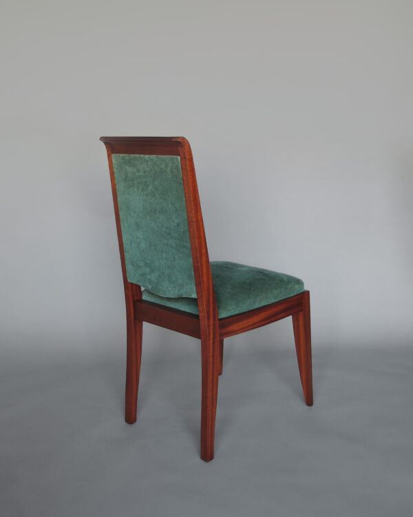 Set of 10 Fine French Art Deco Solid Mahogany Dining Chairs by Gaston Poisson - Image 6