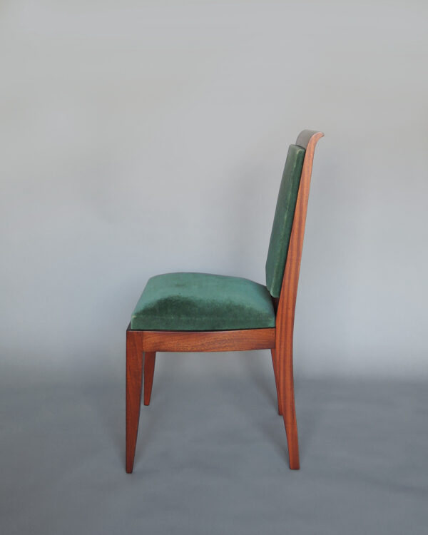 Set of 10 Fine French Art Deco Solid Mahogany Dining Chairs by Gaston Poisson - Image 9
