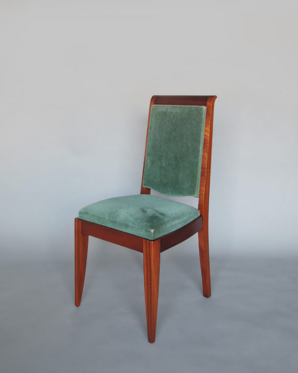 Set of 10 Fine French Art Deco Solid Mahogany Dining Chairs by Gaston Poisson - Image 10
